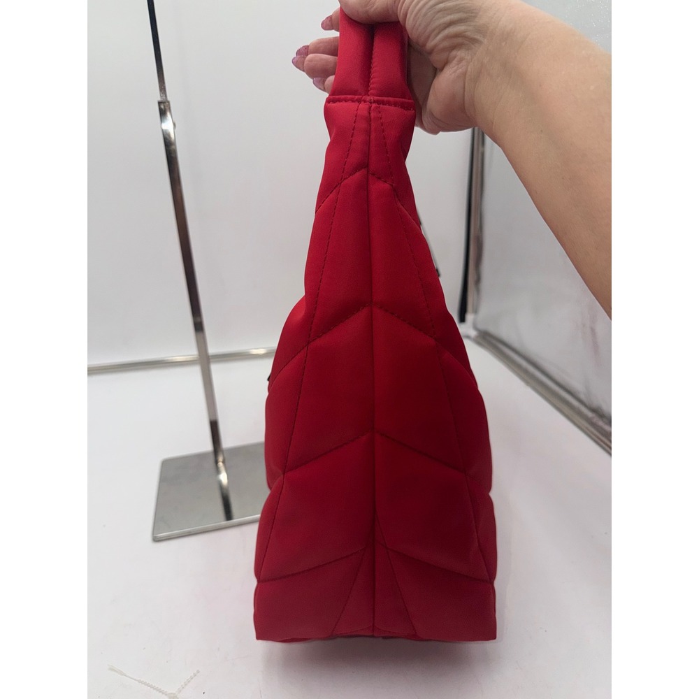 Karl Lagerfeld Paris Crimson Red Quilted Nylon Hobo Bag LH4CE6DS - Picture 7 of 16